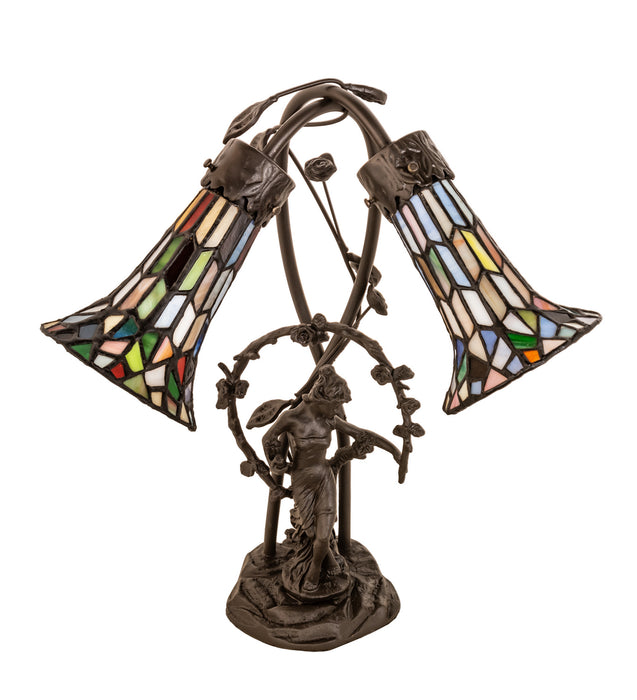 Meyda Tiffany 133659 Two Light Table Lamp, Mahogany Bronze