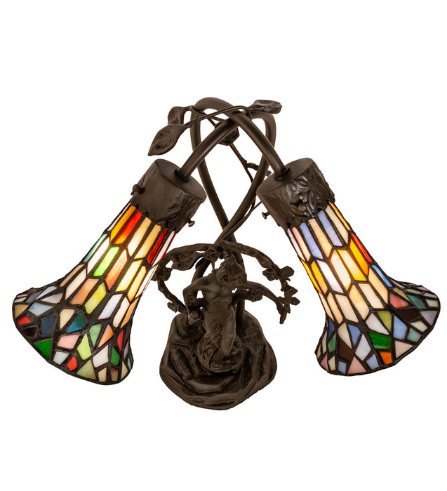 Meyda Tiffany 133659 Two Light Table Lamp, Mahogany Bronze