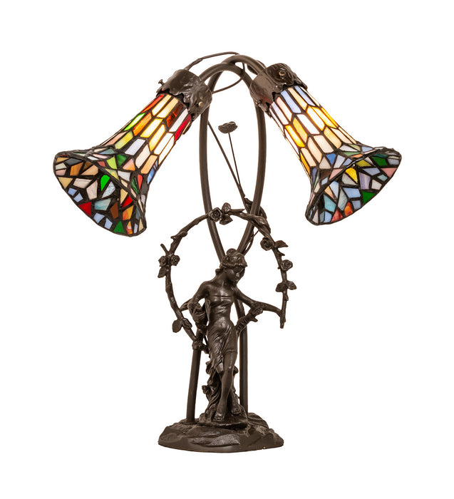 Meyda Tiffany 133659 Two Light Table Lamp, Mahogany Bronze