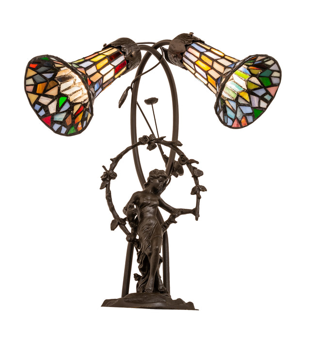 Meyda Tiffany 133659 Two Light Table Lamp, Mahogany Bronze