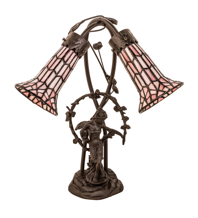 Meyda Tiffany 134637 Two Light Table Lamp, Mahogany Bronze