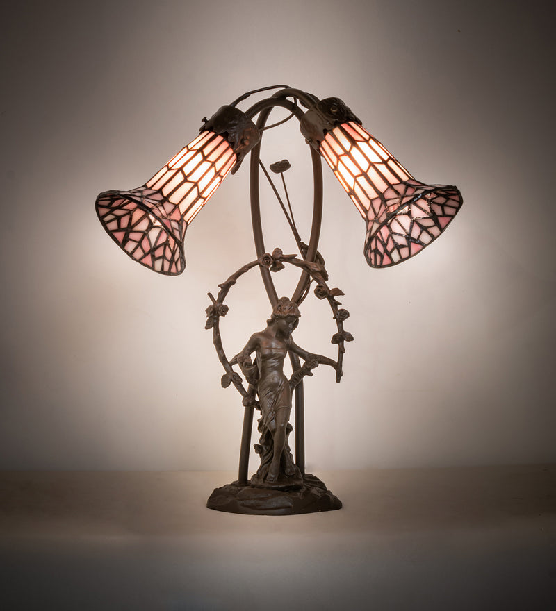 Meyda Tiffany 134637 Two Light Table Lamp, Mahogany Bronze