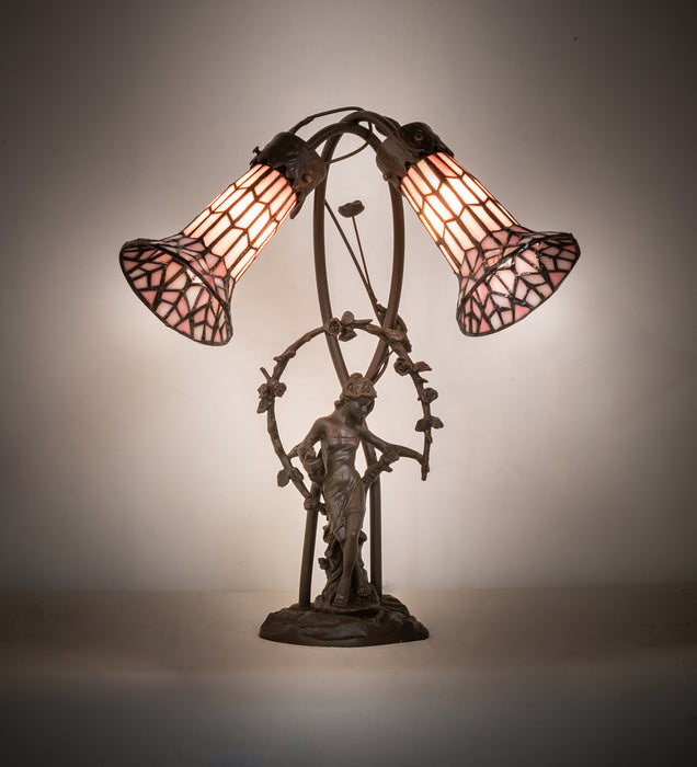 Meyda Tiffany 134637 Two Light Table Lamp, Mahogany Bronze