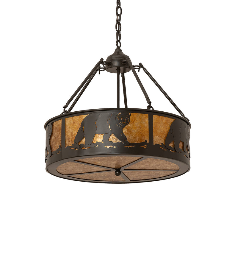 Meyda Tiffany 144859 Four Light Pendant, Timeless Bronze