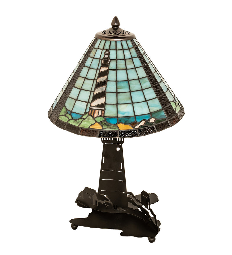Meyda Tiffany 215491 Two Light Table Lamp, Black Metal