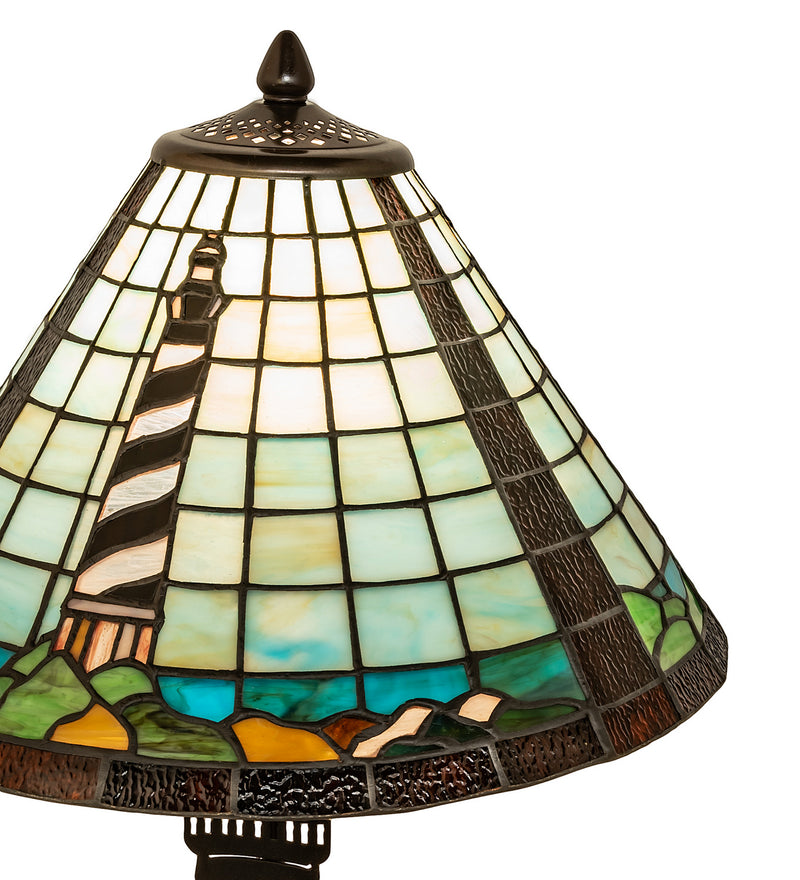 Meyda Tiffany 215491 Two Light Table Lamp, Black Metal