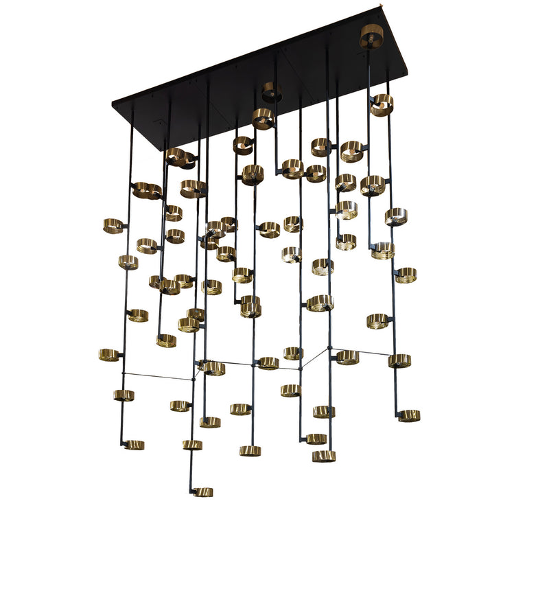 Meyda Tiffany 223457 72 Light Chandelier, Flat Black/Brass Tint