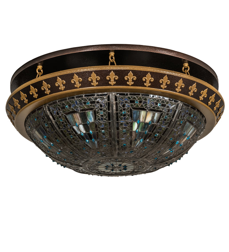 Meyda Tiffany 244486 Four Light Flushmount, Copper Vein And Antique Gold