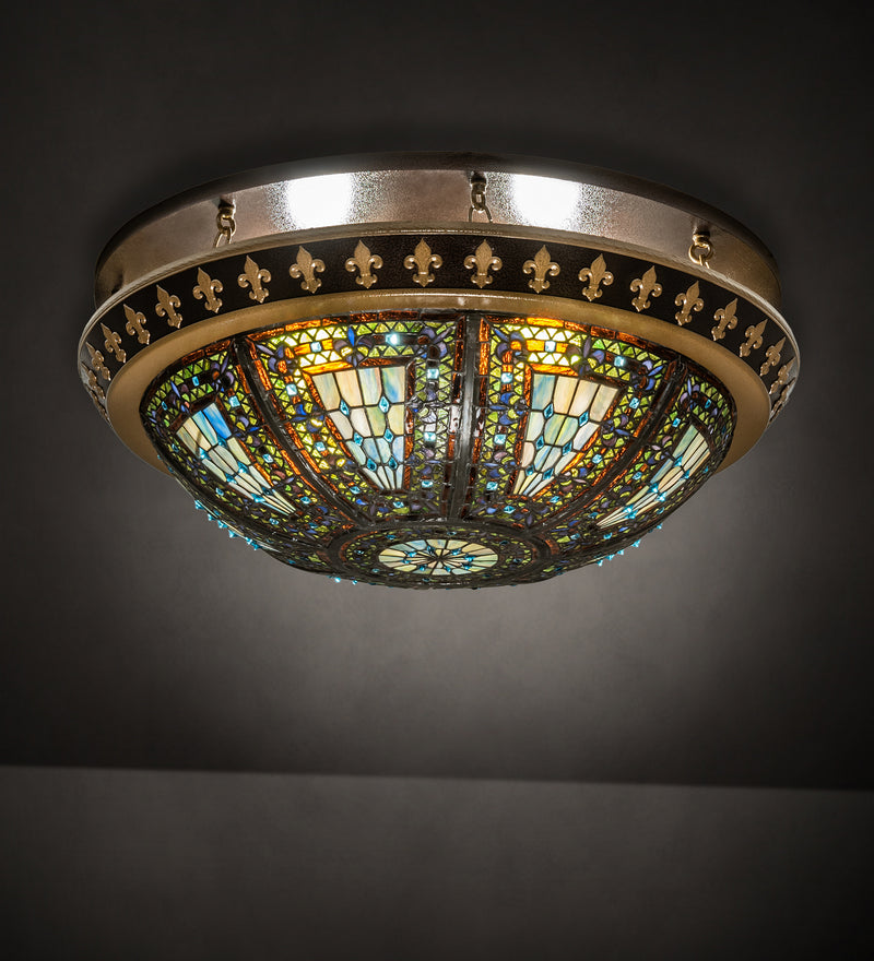 Meyda Tiffany 244486 Four Light Flushmount, Copper Vein And Antique Gold