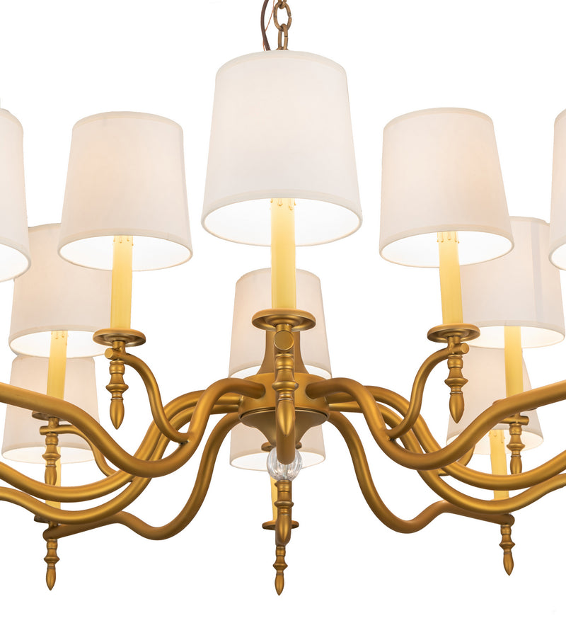 Meyda Tiffany 249104 15 Light Chandelier, Matte Gold Over Chrome