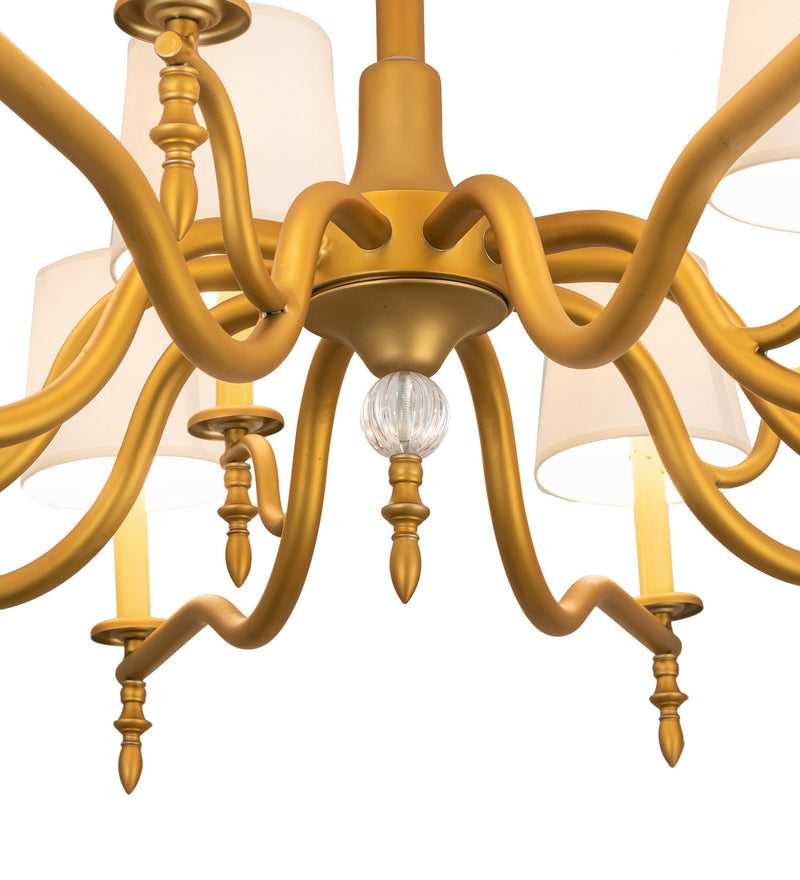 Meyda Tiffany 249104 15 Light Chandelier, Matte Gold Over Chrome