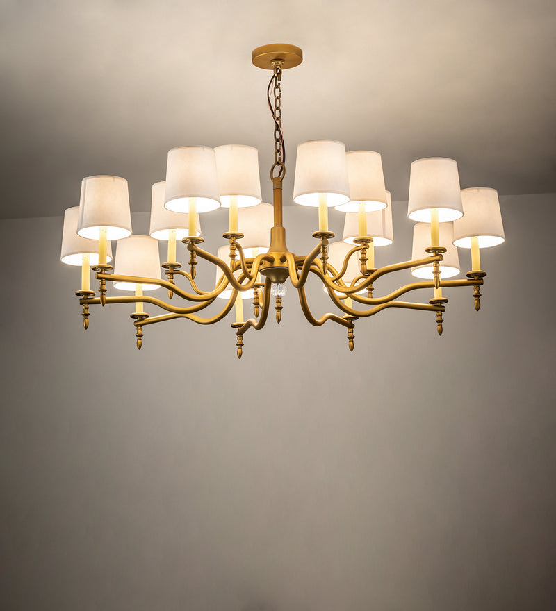 Meyda Tiffany 249104 15 Light Chandelier, Matte Gold Over Chrome
