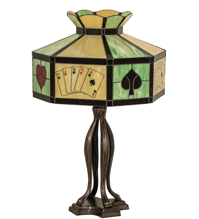 Meyda Tiffany 252404 Three Light Table Lamp, Mahogany Bronze