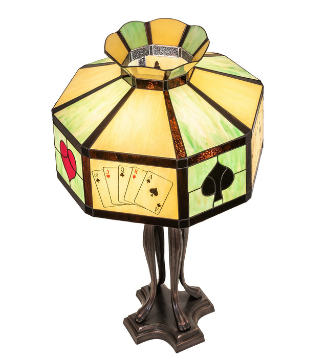 Meyda Tiffany 252404 Three Light Table Lamp, Mahogany Bronze