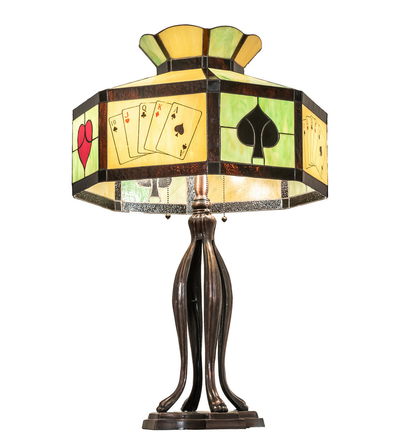Meyda Tiffany 252404 Three Light Table Lamp, Mahogany Bronze