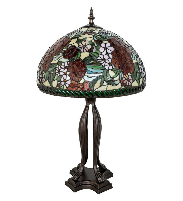 Meyda Tiffany 252596 Three Light Table Lamp, Mahogany Bronze