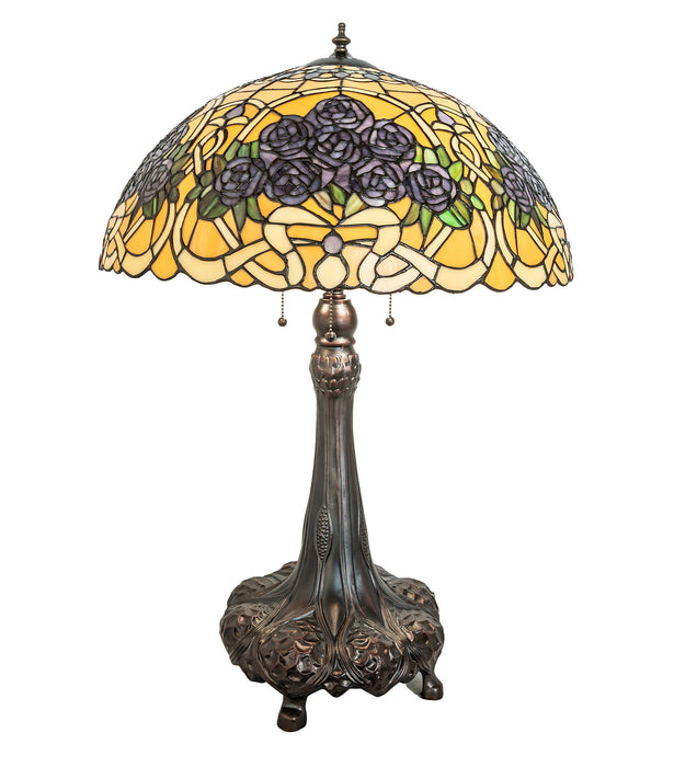 Meyda Tiffany 252640 Three Light Table Lamp, Mahogany Bronze