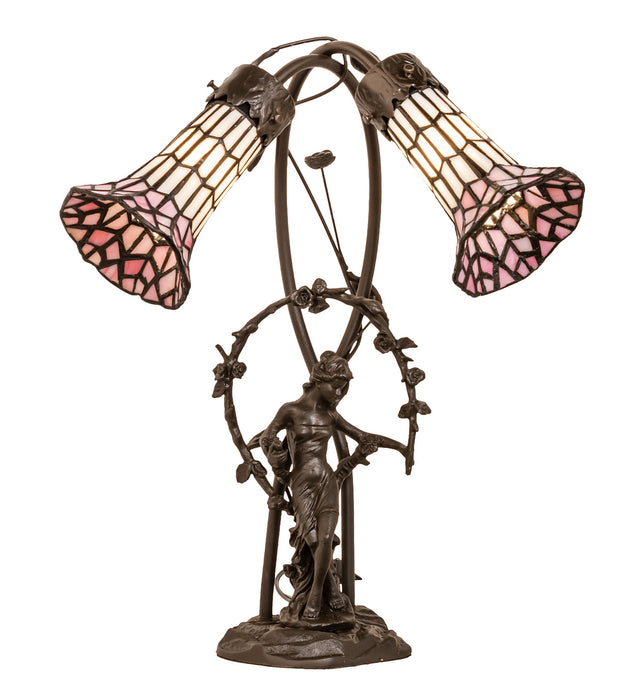 Meyda Tiffany 71641 Two Light Table Lamp, Mahogany Bronze