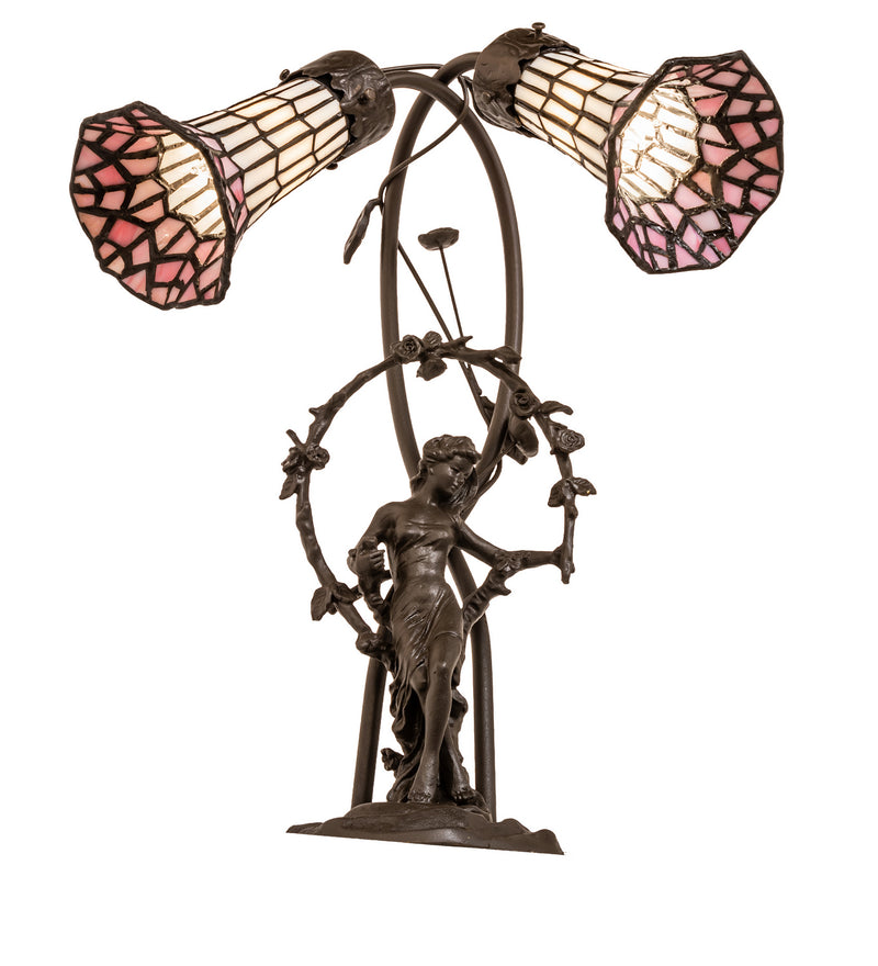 Meyda Tiffany 71641 Two Light Table Lamp, Mahogany Bronze