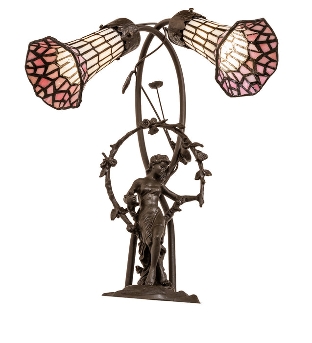 Meyda Tiffany 71641 Two Light Table Lamp, Mahogany Bronze