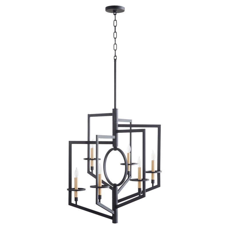 Cyan 11389 Six Light Chandelier, Noir