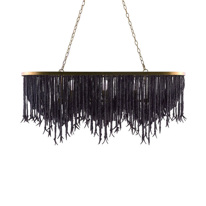 Arteriors 85026 Six Light Linear Chandelier, Dark Gray Wash