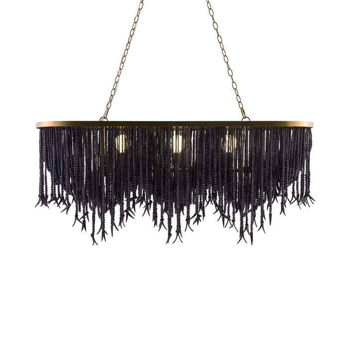 Arteriors 85026 Six Light Linear Chandelier, Dark Gray Wash