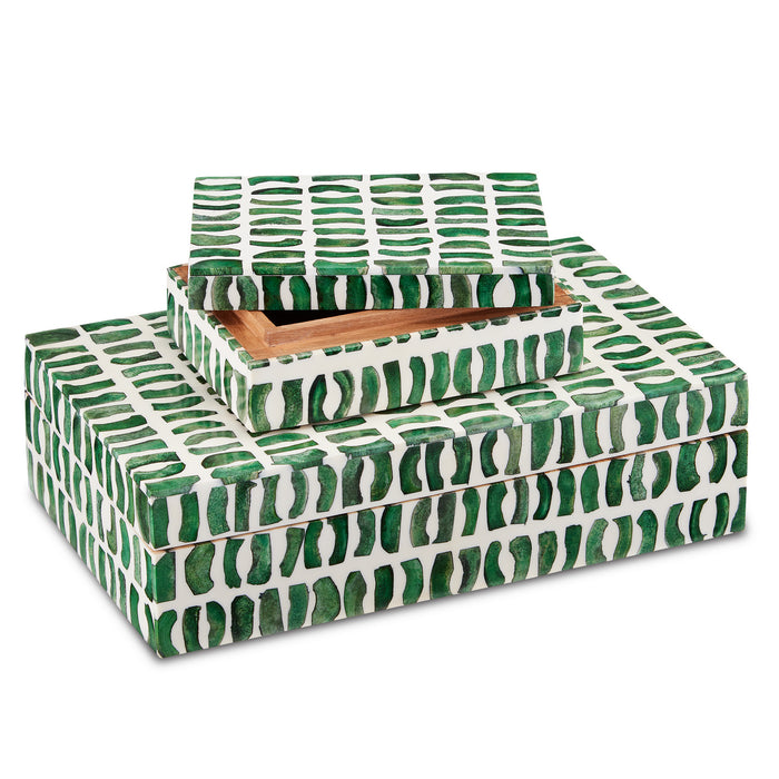 Currey and Company 1200-0585 Box Set of 2, Green/White