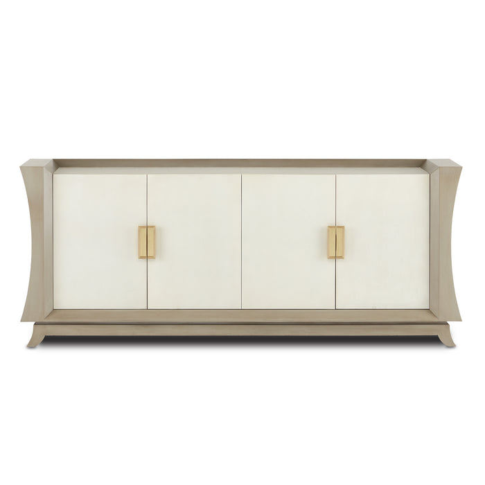 Currey and Company 3000-0212 Credenza, Oyster Gray/Cream/Brushed Polished Brass