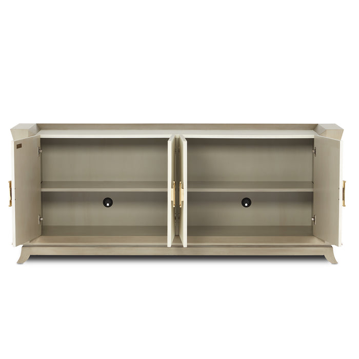 Currey and Company 3000-0212 Credenza, Oyster Gray/Cream/Brushed Polished Brass
