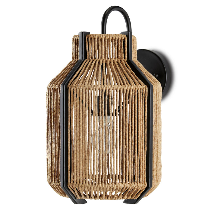 Currey and Company 5000-0203 One Light Wall Sconce, Natural/Satin Black