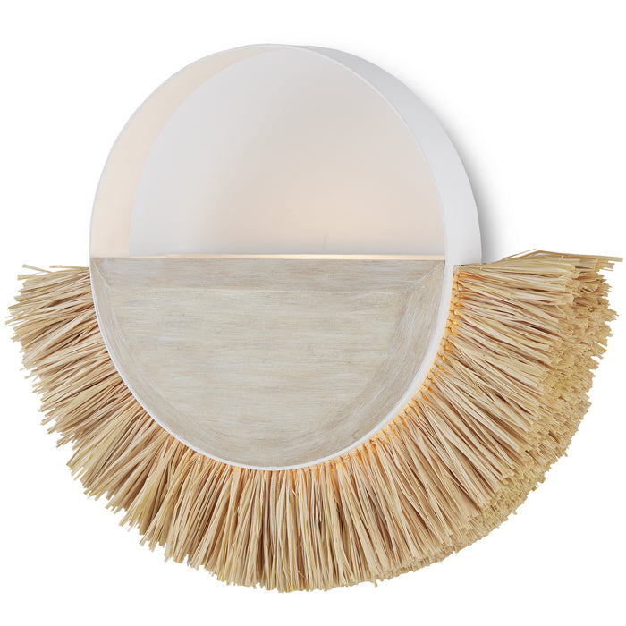 Currey and Company 5000-0204 One Light Wall Sconce, Sugar White/Sandstone/Natural