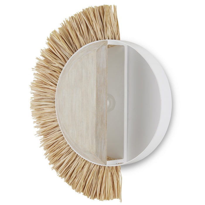 Currey and Company 5000-0204 One Light Wall Sconce, Sugar White/Sandstone/Natural