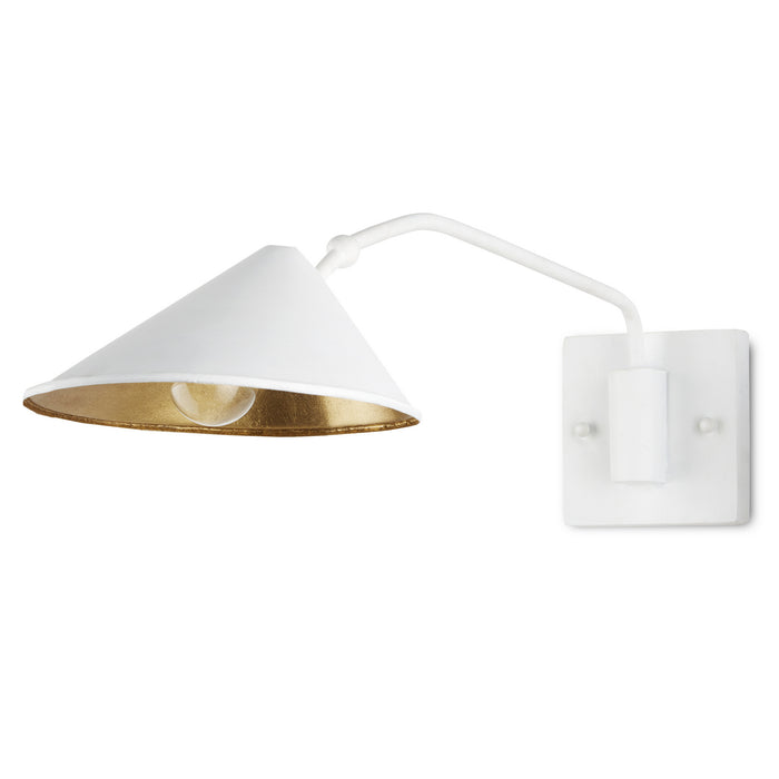 Currey and Company 5000-0205 One Light Wall Sconce, Gesso White/Contemporary Gold Leaf