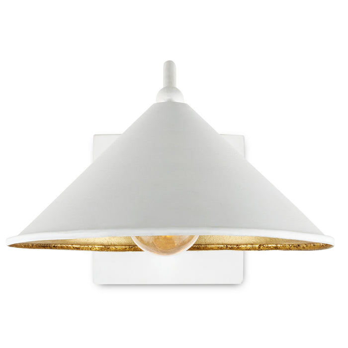 Currey and Company 5000-0205 One Light Wall Sconce, Gesso White/Contemporary Gold Leaf