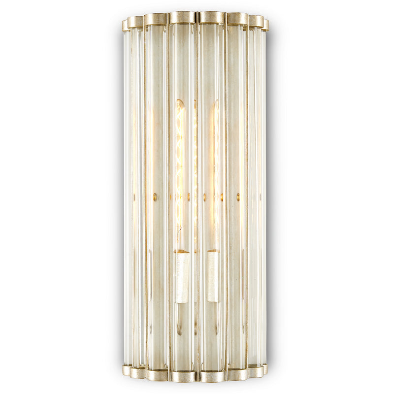 Currey and Company 5900-0047 One Light Wall Sconce, Contemporary Silver Leaf/Clear