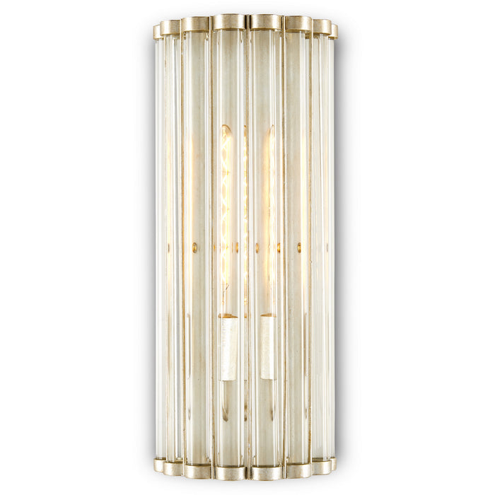 Currey and Company 5900-0047 One Light Wall Sconce, Contemporary Silver Leaf/Clear