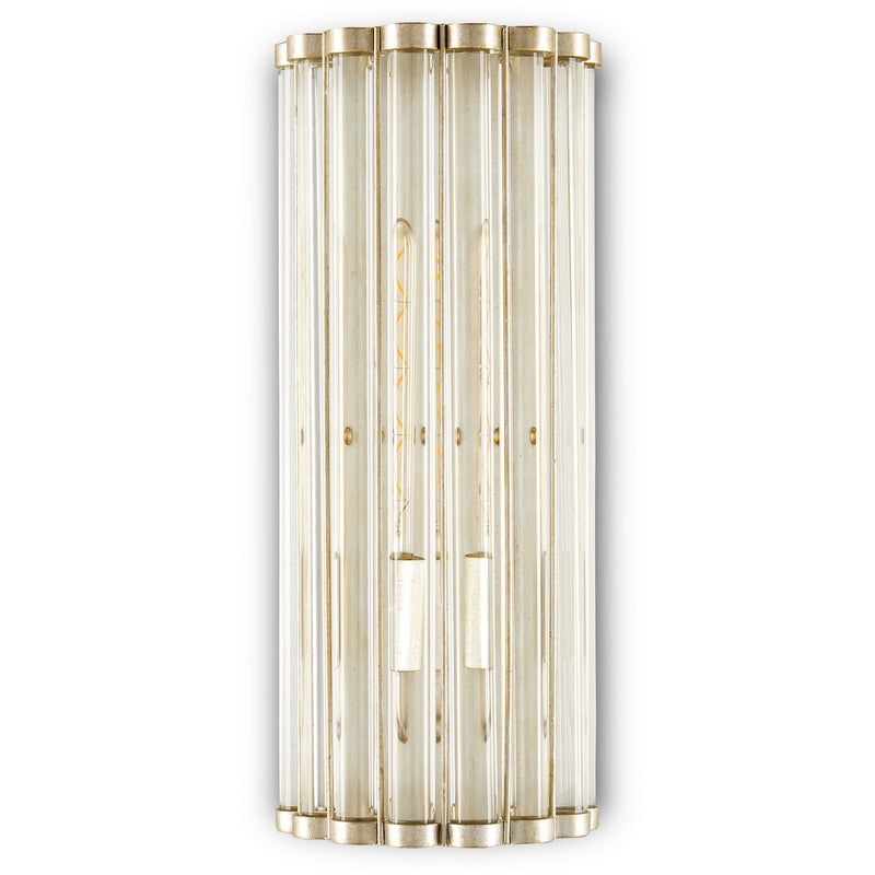 Currey and Company 5900-0047 One Light Wall Sconce, Contemporary Silver Leaf/Clear