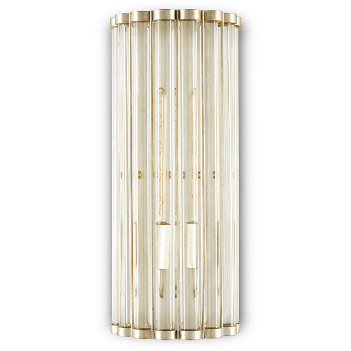 Currey and Company 5900-0047 One Light Wall Sconce, Contemporary Silver Leaf/Clear