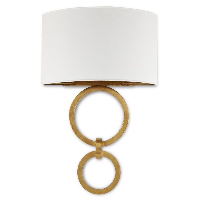 Currey and Company 5900-0048 One Light Wall Sconce, Gesso White/Contemporary Gold Leaf