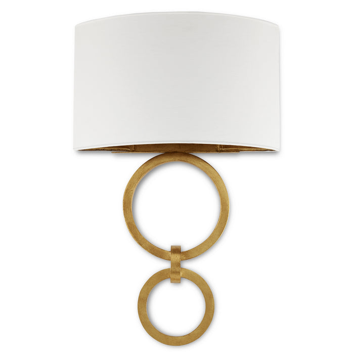 Currey and Company 5900-0048 One Light Wall Sconce, Gesso White/Contemporary Gold Leaf