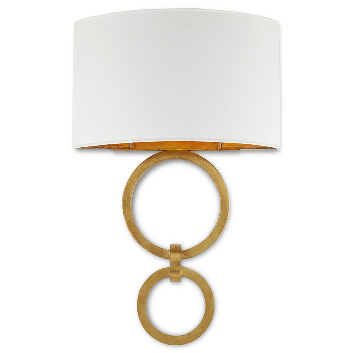 Currey and Company 5900-0048 One Light Wall Sconce, Gesso White/Contemporary Gold Leaf