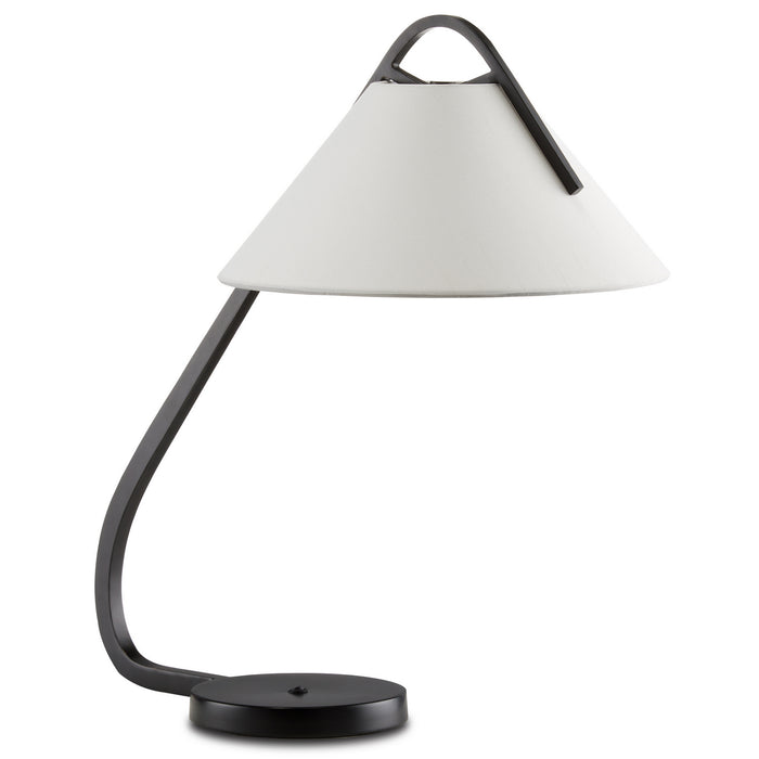 Currey and Company 6000-0780 One Light Desk Lamp, Satin Black/Brushed Brown