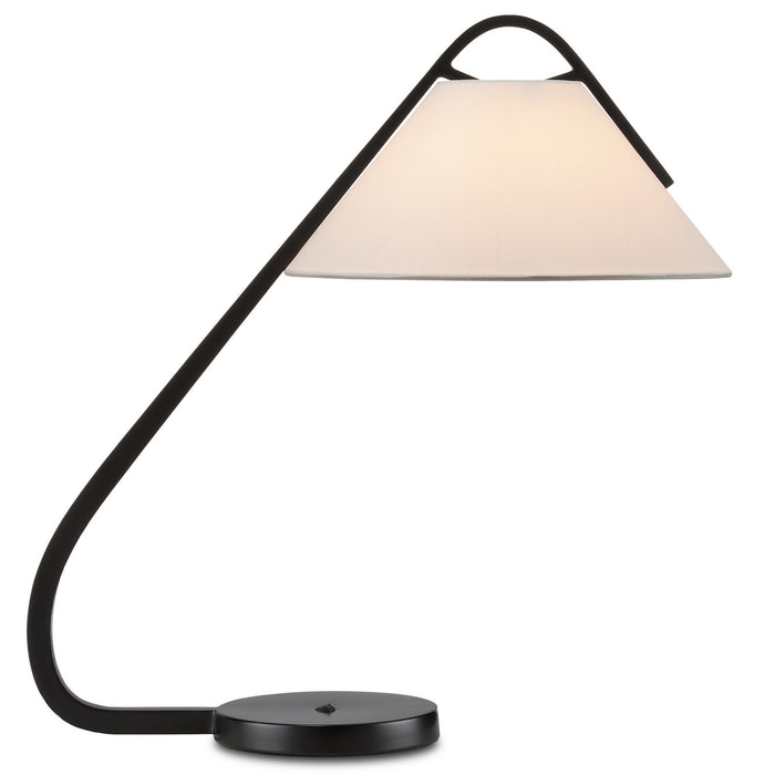 Currey and Company 6000-0780 One Light Desk Lamp, Satin Black/Brushed Brown