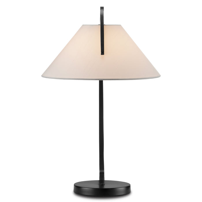 Currey and Company 6000-0780 One Light Desk Lamp, Satin Black/Brushed Brown
