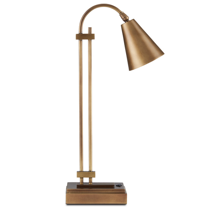 Currey and Company 6000-0782 One Light Desk Lamp, Antique Brass