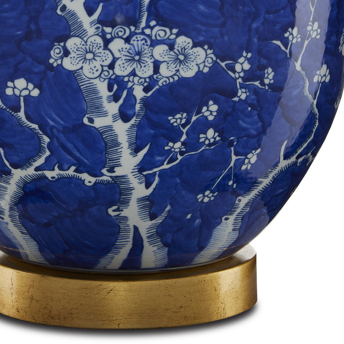 Currey and Company 6000-0793 One Light Table Lamp, Blue/White/Gold Leaf