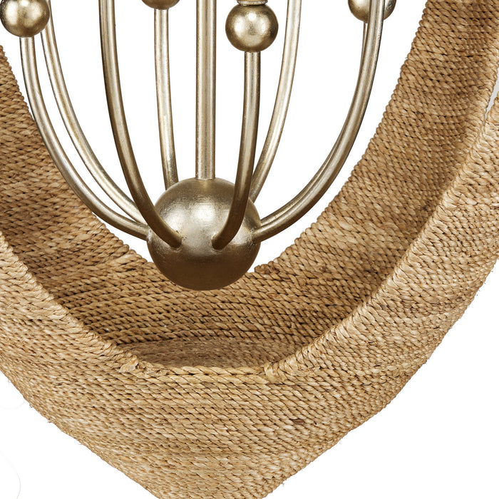 Currey and Company 9000-0836 Eight Light Chandelier, Contemporary Silver Leaf/Smokewood/Natural Rope