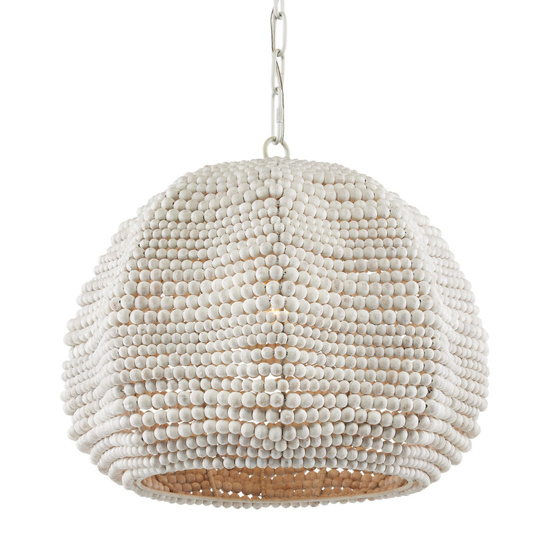 Currey and Company 9000-0864 One Light Pendant, White/Whitewash