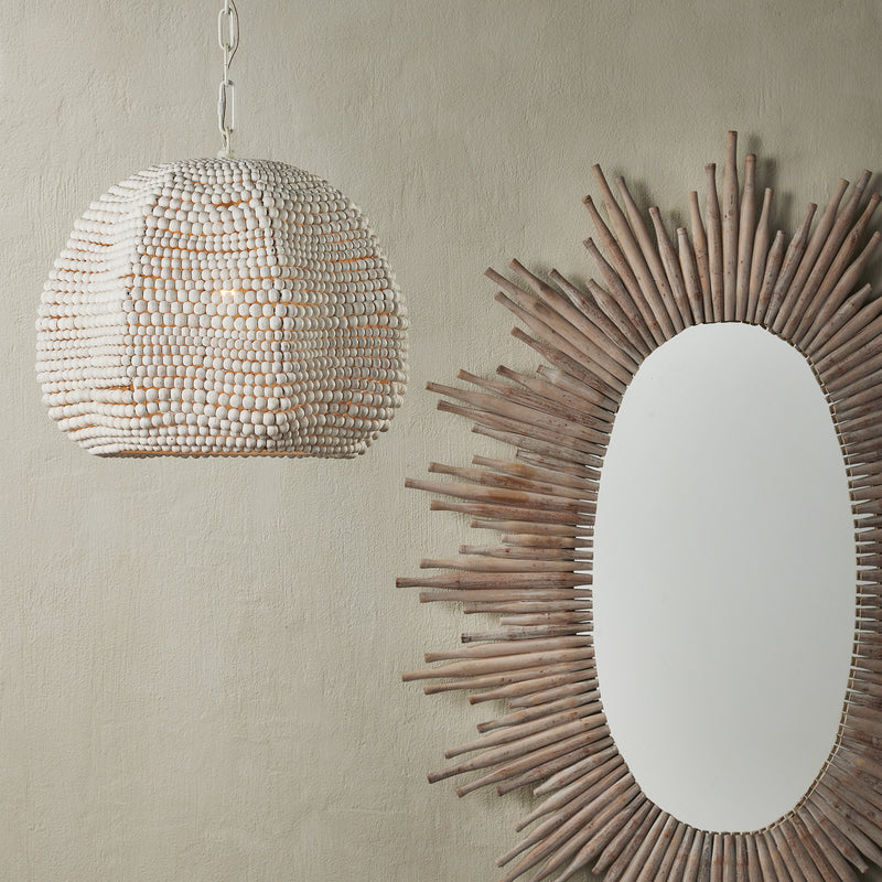 Currey and Company 9000-0864 One Light Pendant, White/Whitewash
